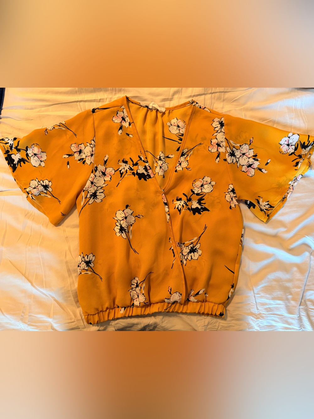 Sienna Sky Mustard Floral Wrap Blouse